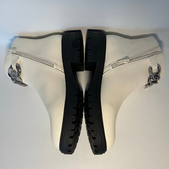 NWT INC Basia Faux Leather Lugged Sole Ankle Boots Women's Size 8 White Smooth - Picture 3 of 7